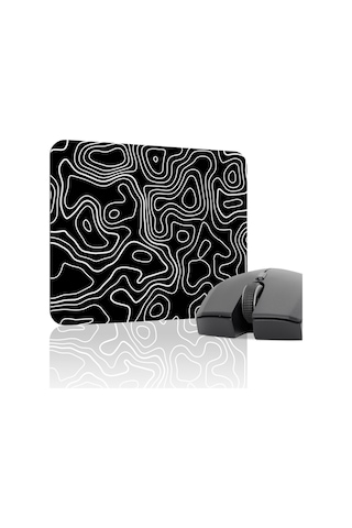 Siyah Beyaz 22x18 Taraftar Gaming Oyuncu Mouse Pad Kaymaz Taban Küçük Klavye Fare Altlığı Topography