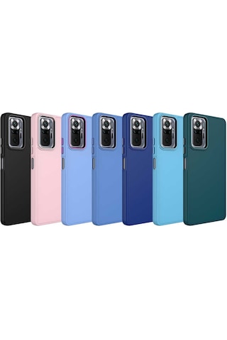 Redmi Note 10 Pro Kılıf Metal Çerçeve Ve Buton Tasarımlı Silikon Luna Kapak Sierra Mavi Sierra Mavi
