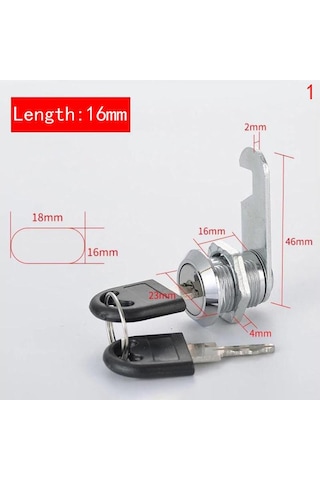 Donanım Silindir Kilitleri Kapı Dolabı Posta Kutusu Asma Kilit Çekmece Dolap Kilidi 16mm Farklı Anahtar