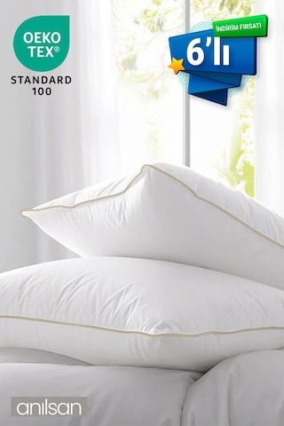 6'lı Nano Jel Yastık, 50x70cm - Otel Yastığı - Uyku Için En Iyi Yastık Seçeneği Beyaz