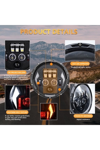 Ebitda 7 Drl - Dönüş Düşük Sinyali Araba Motosiklet Led Far Siyah 1 Adet, Araba Ve Motosiklet İçin Siyah