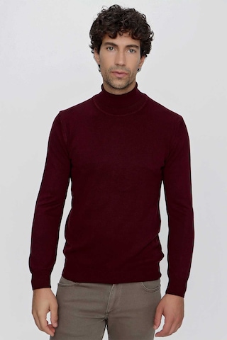 Morven Basic Dinamik Fit Rahat Kesim Balıkçı Yaka Triko Kazak 99kc017003752 Koyu Bordo
