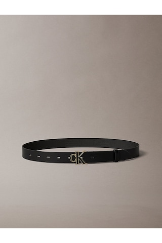 Kadın Round Ck Buckle 30mm Inlay Kemer Siyah