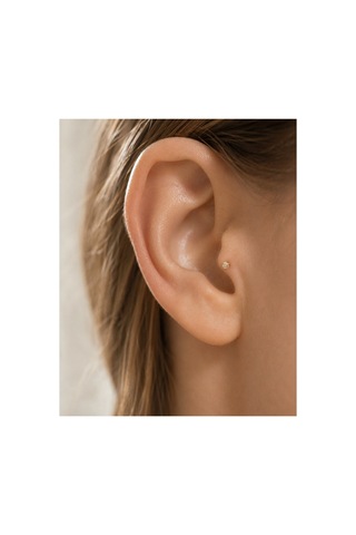 14 Ayar Altın Desenli Top Model Tragus Piercing Küpe Diğer