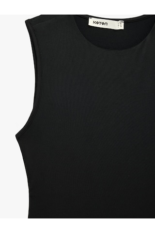 Koton Slim Fit Kolsuz Bisiklet Yaka Bodysuit Siyah 7wak10014ek