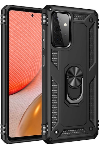 Galaxy A72 Kılıf Zore Vega Yüzüklü Standlı Zırh Kılıf