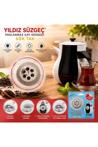 Yıldız Sök Tak Çay Süzgeci- 50'li Paket Diğer