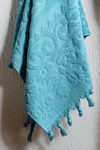 Kumsal 4'lü Hamam Seti %100 Pamuk 2 Adet 70x140 Beden, 2 Adet 50x90 El, Yüz, Saç Havlu , 1250gr Krem - Mavi
