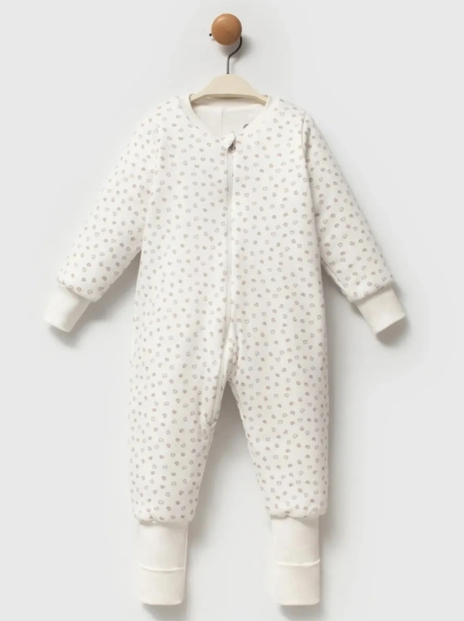 Fermuarlı Bisiklet Yaka Uyku Tulumu Çoraplı Patikli 2,5 Tog Ekru-gül Kurusu