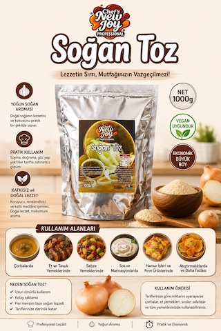 Soğan Toz 1000 Gr Onion Powder Kurutulmuş Doğal Soğan Tozu