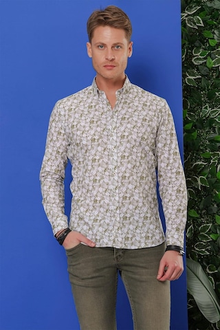 Efor G 1542 Slim Fit Haki Klasik Gömlek Haki