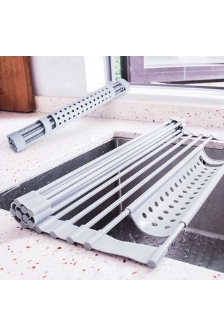 Dancemonkey 43 X 33cm Gri Ve Kırmızı Mutfak Silikon Drenaj Rafı Lavabo Drenaj Rafı Gri