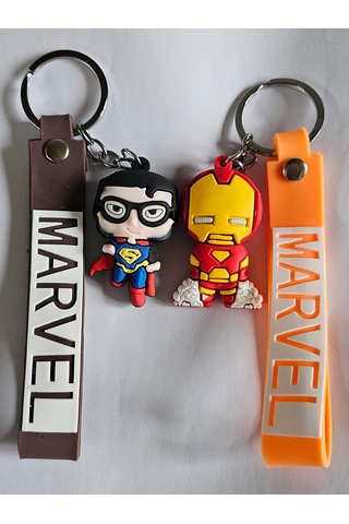 Ironman Ve Superman Silikon Çift Anahtarlığı Ve Çanta Aksesuarı