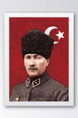 Mustafa Kemal Atatürk Çerçeveli Tablo - Osmanlı Subay Üniformalı