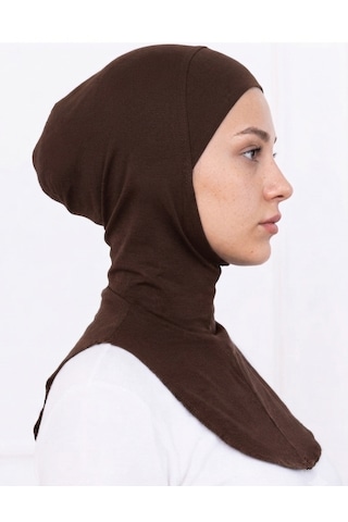 Alivascarf Ninja Bone Boyunluklu Likralı Sporcu Bonesi Kadın Pratik Tesettür Hijab Başörtü Kahverengi