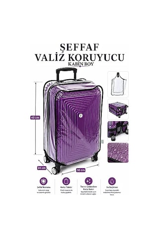 Valiz Koruyucu Kılıf Şeffaf Su Geçirmez Bavul Kılıfı Kir Tutmaz Kolay Temizlenebilir Pvc - Kabin Boy