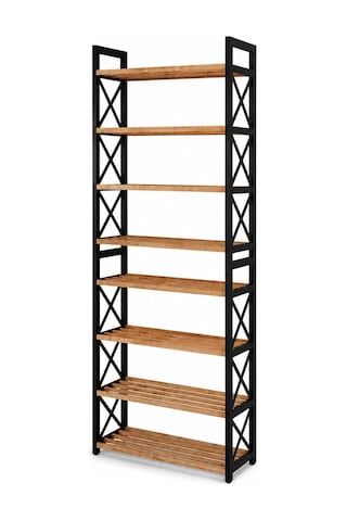 8 Katlı Masif Ahşap Ayakkabılık, Çam Ahşap Raflı Plastik Ayaklı Dekoratif Ayakkabı Rafı Ve Organizer, Dar Alanlar İçin, 48 X 18 X 128 Cm Çok Renkli