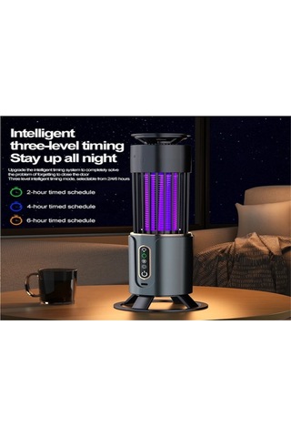 Hangfox Usb Şarjlı Ultraviyole Elektrik Şoku İle Entegre Edilmiş Ev, Yatak Odası Ve Restoranlar İçin Taşınabilir Gri Tipi Enkazatıcı Lambası