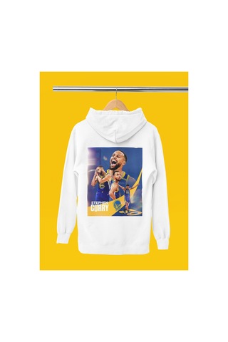 Stil X Stephen Curry Baskılı Kapüşonlu Sweatshırt Beyaz-3