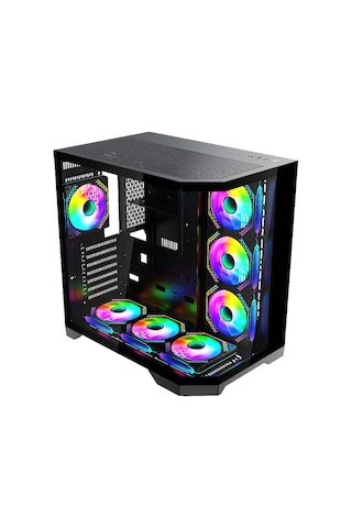 F-7 Edge 7x Argb Pwm Fan Siyah Atx Akvaryum Gaming Kasa Oyuncu Kasası