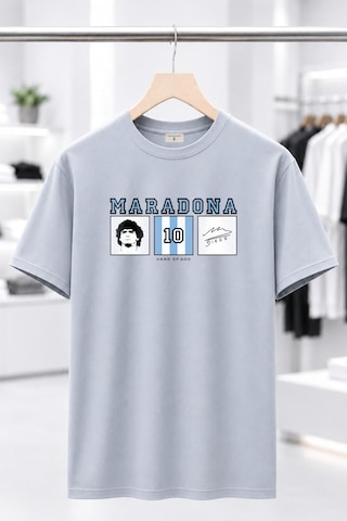 Bayloranzzo Maradona Arjantin %100 Pamuk Heavy Cotton Premium Kalite Erkek Tişörtü Gri