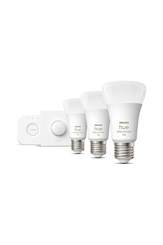 Philips Hue Renkli 3'lü Akıllı Butonlu E27 Bluetooth Özellikli Akıllı Başlangıç Seti Çok Renkli