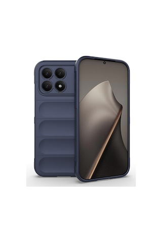Poco F8 Pro Kılıf Esnek Tpu Oyuklu Arka Yüzey Tasarımlı Mkst Etnik Silikon Kapak - Lacivert Lacivert