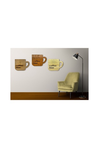 Kk Swords Coffee Time Yazılı 3'lü Ahşap Tablo 40x40