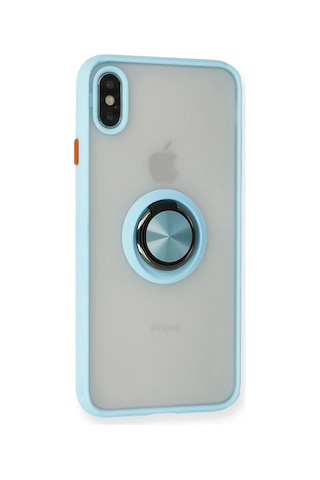 Newface - 366 - iPhone Uyumlu X Kılıf Montreal Yüzüklü Silikon Kapak - - Csmo-tex - Buz Mavi