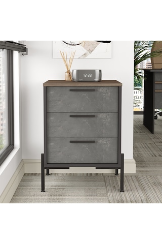 Yurudesign Vista C Ofis Keson Metal Ayaklı Kahve-Beton-Antrasit V