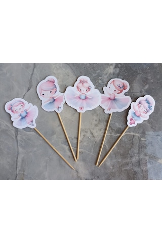 15adet Sevimli Balerin Cupcake Kürdanı Doğum Günü Süsü
