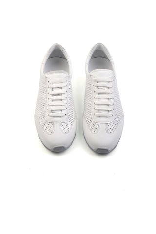 Bambi Beyaz Kırışık Hakiki Deri Erkek Sneaker E01083017103 Beyaz