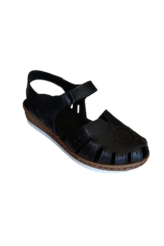 Castle Black 22380 Kadın Hakiki Deri Önü Kapalı Günlük Comfort Sandalet Siyah