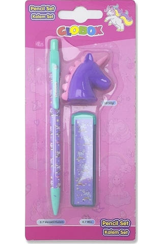 Unıcorn Kalem Silgi Ve Uç Seti Mor-pembe
