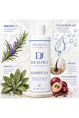 Dejowi V50 Premium Dökülme Ve Kepek Karşıtı Şampuan 400 Ml Sls/sles İçermez Tüm Saçlar