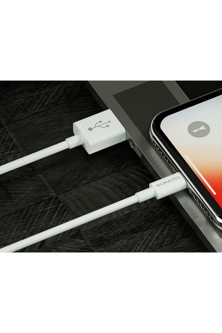 Honmex Romoss Beyaz 1m Lightning Şarj Kablosu - Usb-a Bağlantı, Tpe Malzeme, 2.4a Hızlı Şarj