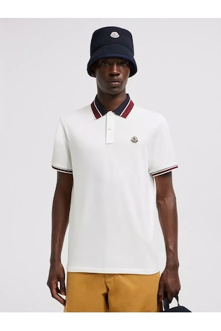 Moncler Polo Yaka Pike T-shirt Regular Fit Beyaz