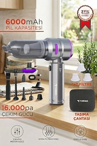 Toz Toplayıcı Motorlu Ekipman Cep Süpürgesi Araç İçi Süpürge 4ın1 Hl121 Mor 17000pa