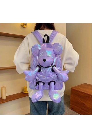 Jıalan Disney Renkli Sırt Çantası Büyük Kapasiteli Parlak Yüz Mor