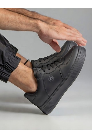 Nstil Unisex Spor Ayakkabı Rahat Yumuşak Taban Kaymaz Günlük Bağcıklı Sneaker 408 Siyah