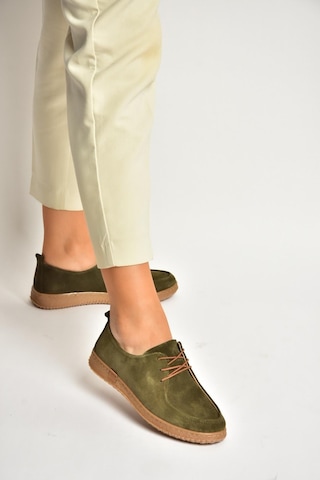 Fox Shoes Y555323002 Haki Hakiki Deri Süet Günlük Kadın Ayakkabı
