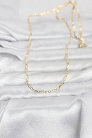 Ceylan Adam Cm 14k Gold Renk Lazerli Yassı Model Zincirli 60 Cm Kadın Kolye Çok Renkli