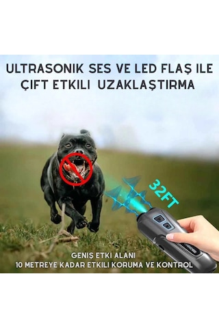 Ultrasonik Kedi Köpek Kovucu Köpek Eğitici Cihaz Led Flaşlı Şarjlı Taşınabilir Hayvan Uzaklaştırıcı