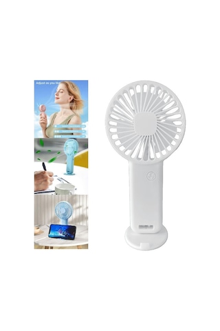 Mini Fan,telefon Tutucu,portatif El Vantilatörü Beyaz 9,3x19cm