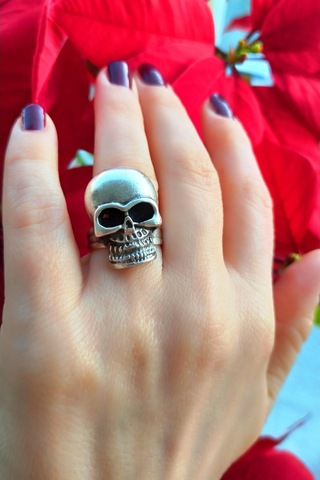 Antik Gümüş Kaplama Kurukafa Şekilli El Yapımı Ayarlanabilir Yüzü - 534814526 Çok Renkli