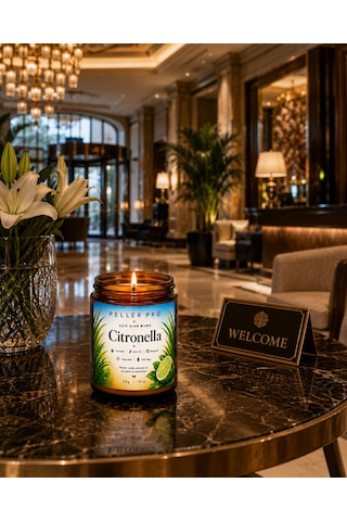 Sivrisinek Kovucu Mum 210 Gr Açık Alan Mumu Bahçe Balkon Teras İçin Citronella Aromatik Mum Beyaz