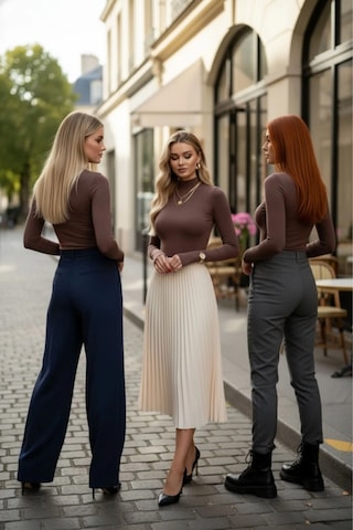 3 Lü Parmak Geçmeli Kadın Body Seti Kahverengi