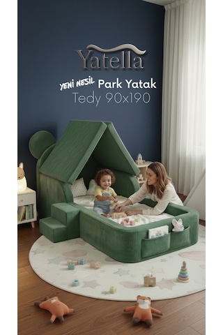 Yatella Luxury Tedyy Baza Ve Başlıklı Montessori Full Sünger Yatak Seti 90 X 190 Pembe