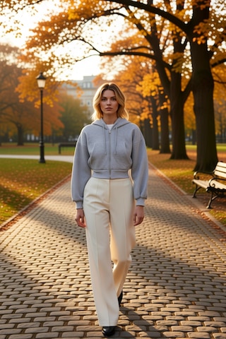 Benerly Kadın Kapüşonlu Düşük Kol Fermuarlı Örme Sweatshirt Fonksiyonel D Gri Melanj