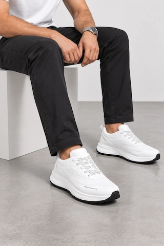 Ht Hotin Cipher Erkek Bağcıklı Günlük Sneaker Spor Ayakkabı - Beyaz